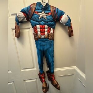 Superhero Costume for Kids - Blue, Red, and Brown Captain America Med 7/8